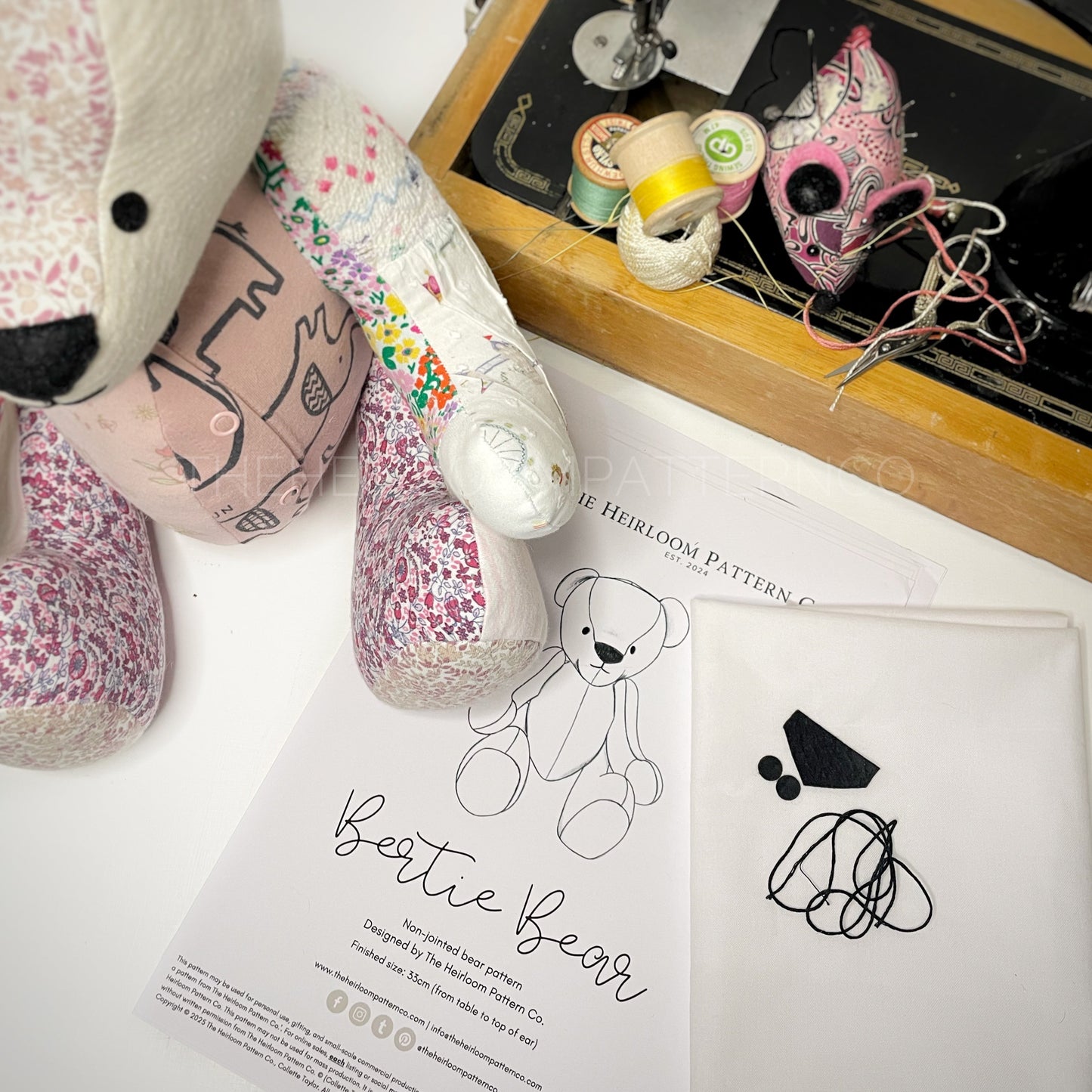 Mini Make your own Bertie Bear Kit The Heirloom Pattern Co.