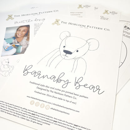 Barnaby Memory Bear Sewing Pattern - Printed