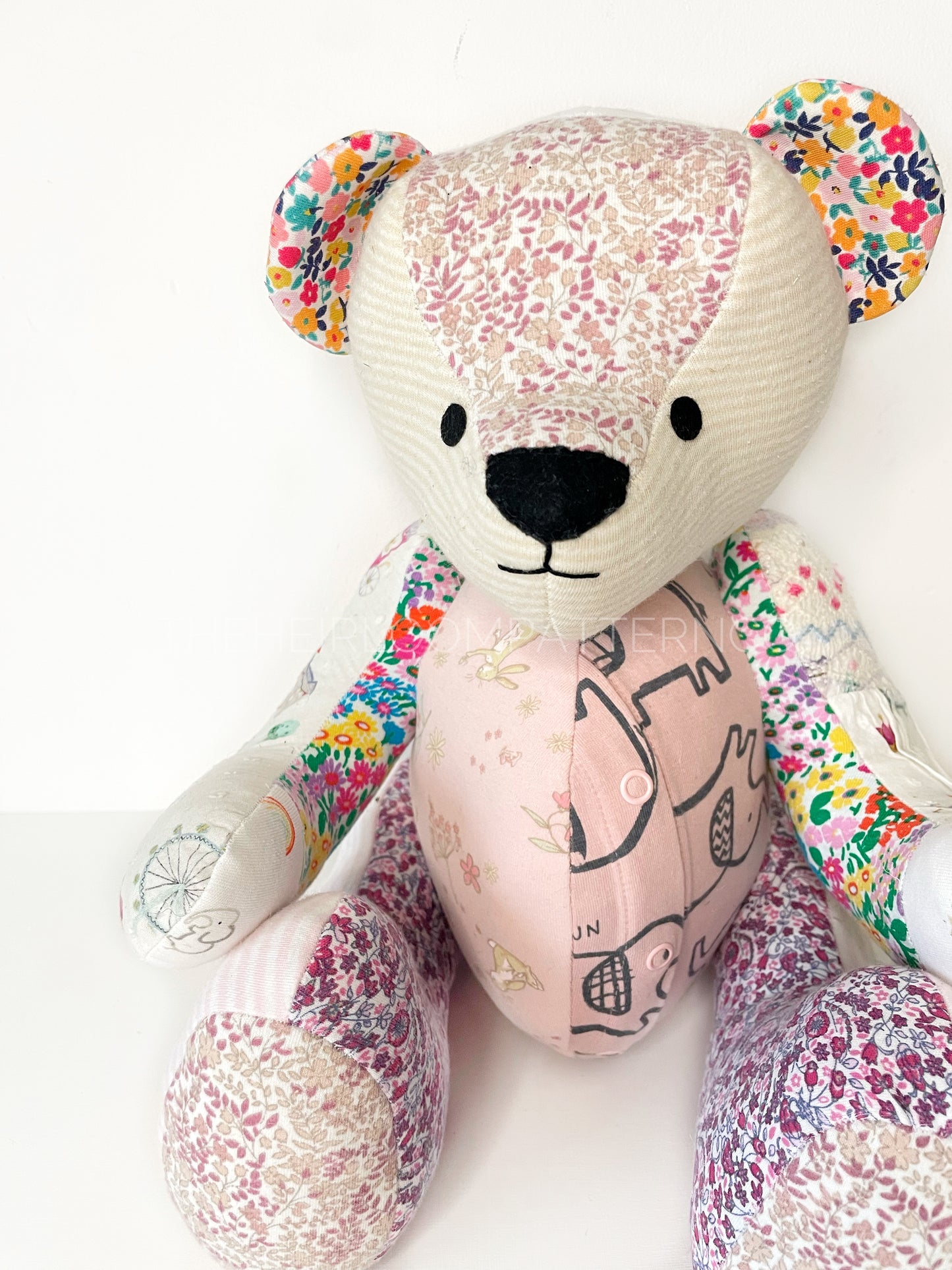 Bertie Memory Bear made in girls clothing